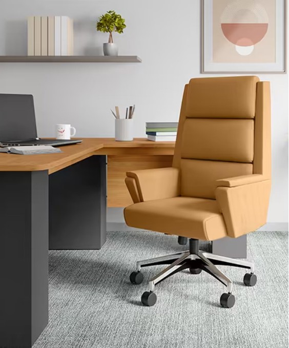 Emerald High Back Leather Ergonomic Office Chair (Tan)