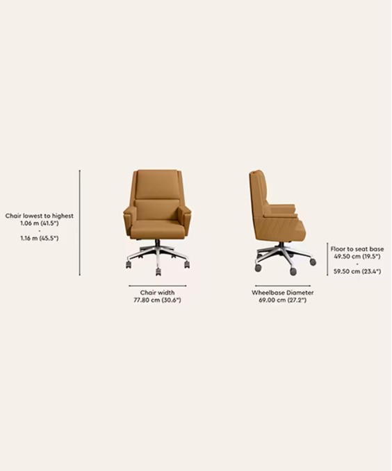 Emerald Mid Back Leather Ergonomic Office Chair (Tan)