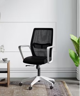 Vurv Mid Back Knitted Fabric Mesh Ergonomic Office Chair (Black Ink)