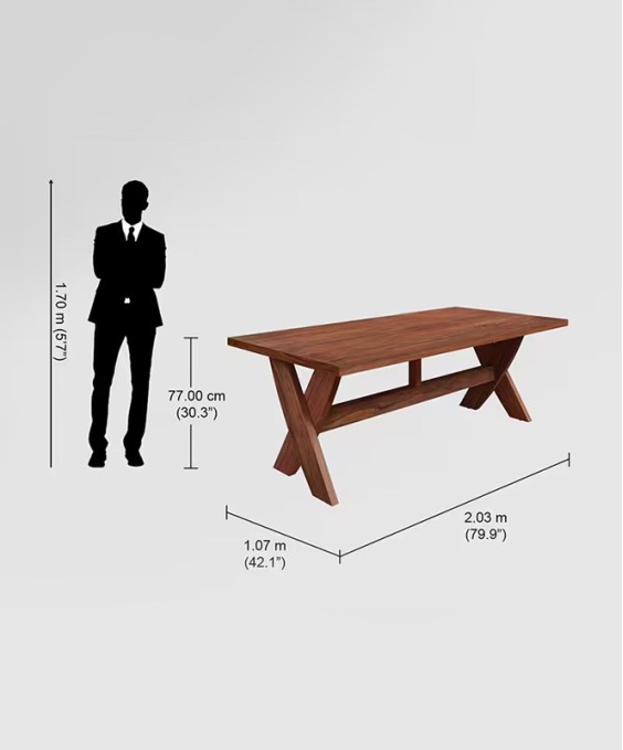 Bliss 8 Seater Dining Table (Fine Walnut, Sheesham)