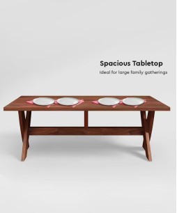 Bliss 8 Seater Dining Table (Fine Walnut, Sheesham)