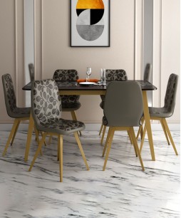 Aurelia Metal Dining Chair (Set of 2, Grey With Pattern)