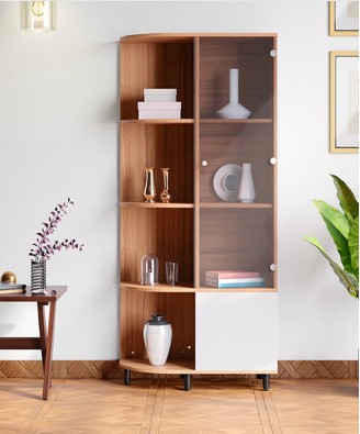 Alessa Engineered Wood LH Display Unit and Book Shelf