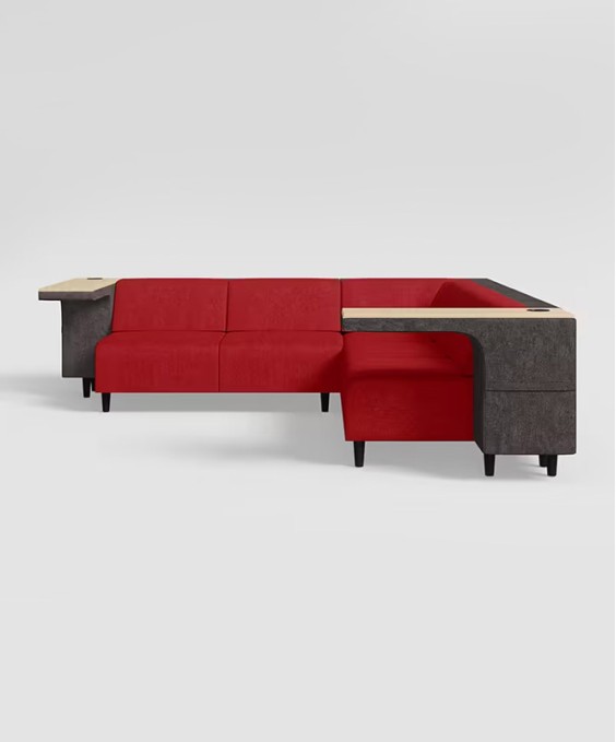 Dias Sofa Set (Fabric, Red & Dark Grey)