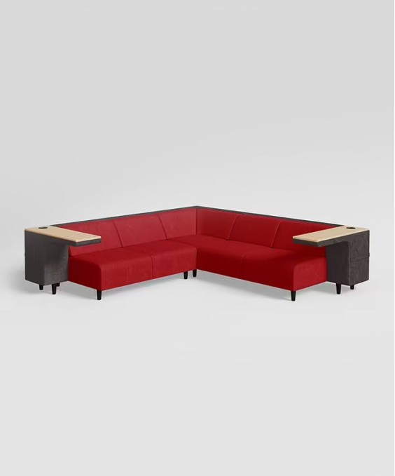 Dias Sofa Set (Fabric, Red & Dark Grey)