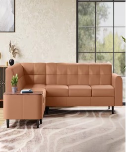 Orbit L Shape LH Sofa (Synthetic Leather, Toffee)