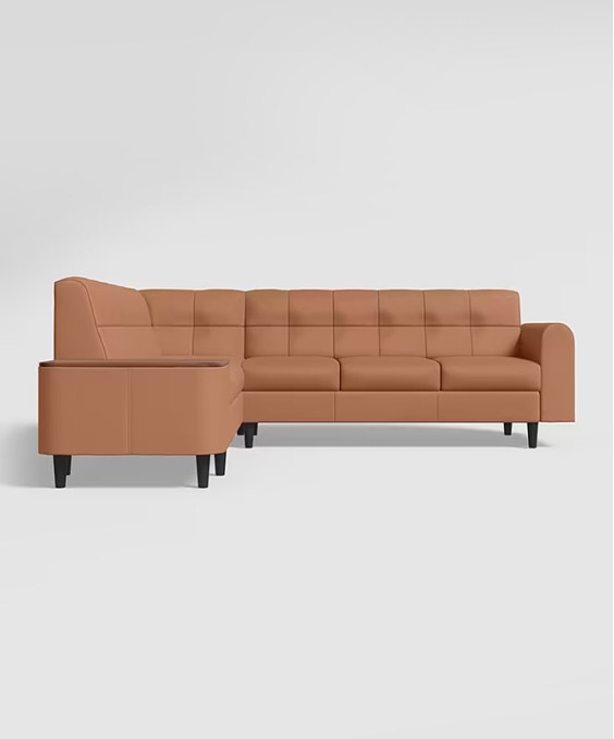 Orbit L Shape LH Sofa (Synthetic Leather, Toffee)
