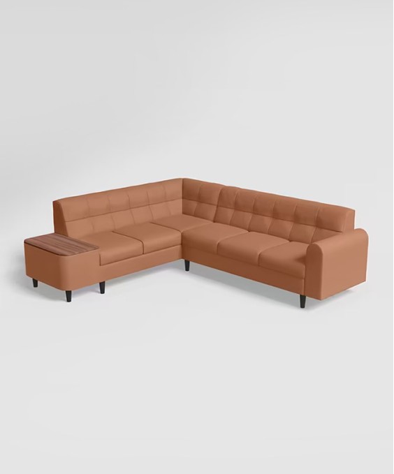 Orbit L Shape LH Sofa (Synthetic Leather, Toffee)