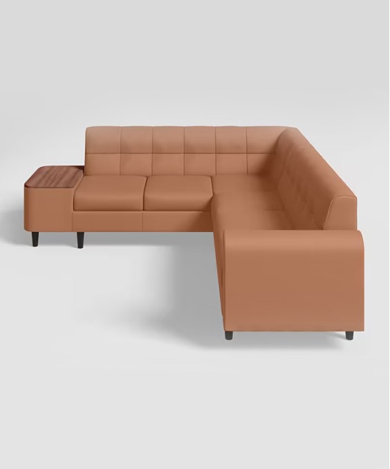 Orbit L Shape LH Sofa (Synthetic Leather, Toffee)