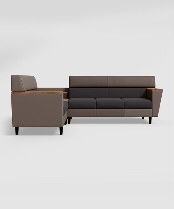 Vertex L Shape LH Sofa (Pebble + Dark Grey Color)