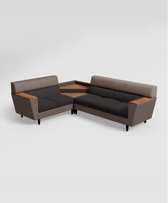 Vertex L Shape LH Sofa (Pebble + Dark Grey Color)