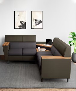 Vertex L Shape RH Sofa (Pebble + Dark Grey Color)