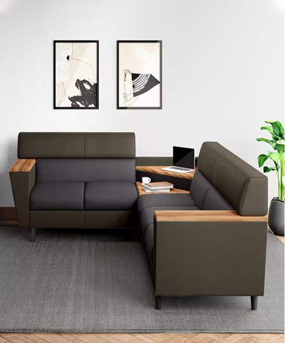 Vertex L Shape RH Sofa (Pebble + Dark Grey Color)