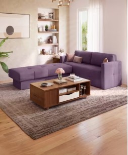 Cubicon Sofa Bed (Fabric, Purple)