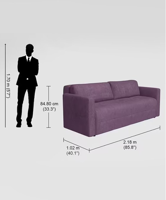 Cubicon Sofa Bed (Fabric, Purple)