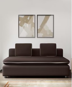 Windsor 2-Seater Fabric Sofa Bed (1-Year Warranty, Engineered Wood, Brown)