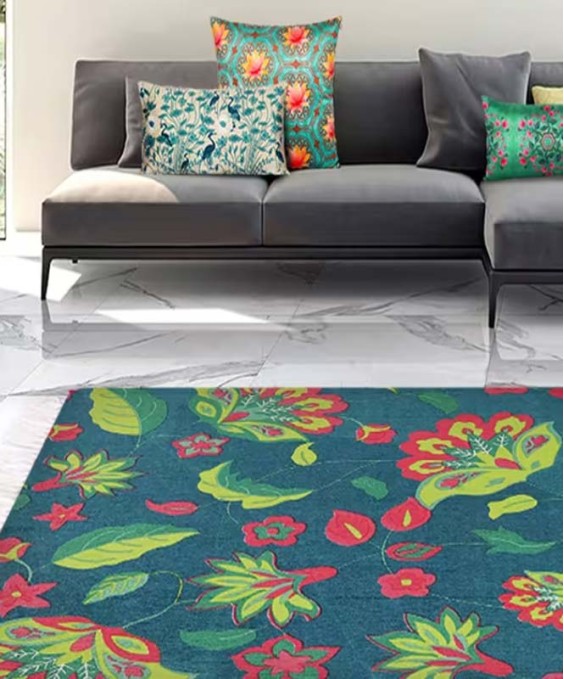 India Circus Cyanic Pop Burst 5ft x 7ft Rug (By Krsnaa Mehta)