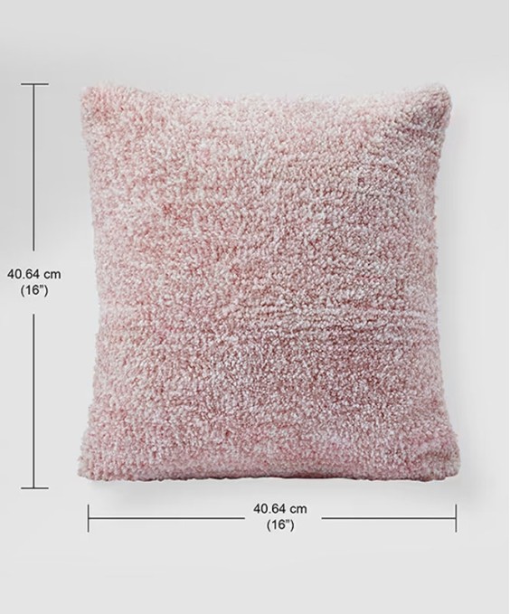 16x16 Cotton Square Cushion Cover (Pink, Cut Pile Solid Tufting)