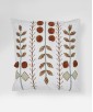 18x18 Cotton Square Cushion Cover ((Leaf Pompom) White & Rust, Embroidered)