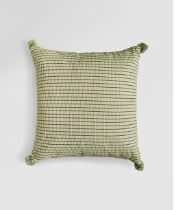 20x20 Woven Square Cushion Cover (Green, Stripes)