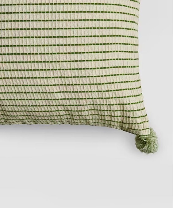 20x20 Woven Square Cushion Cover (Green, Stripes)