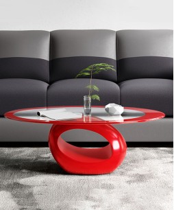 Gayle Coffee Table (Tempered Glass, Red)