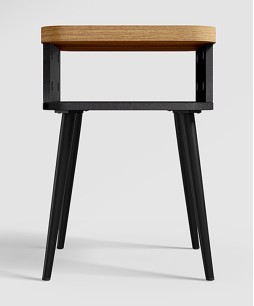 Nebue Storage Corner Table (Engineered Wood, Remini Walnut)