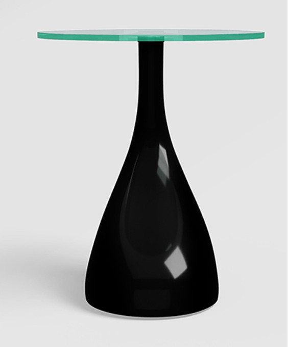 Vegas Corner Table (Tempered Glass, Black)