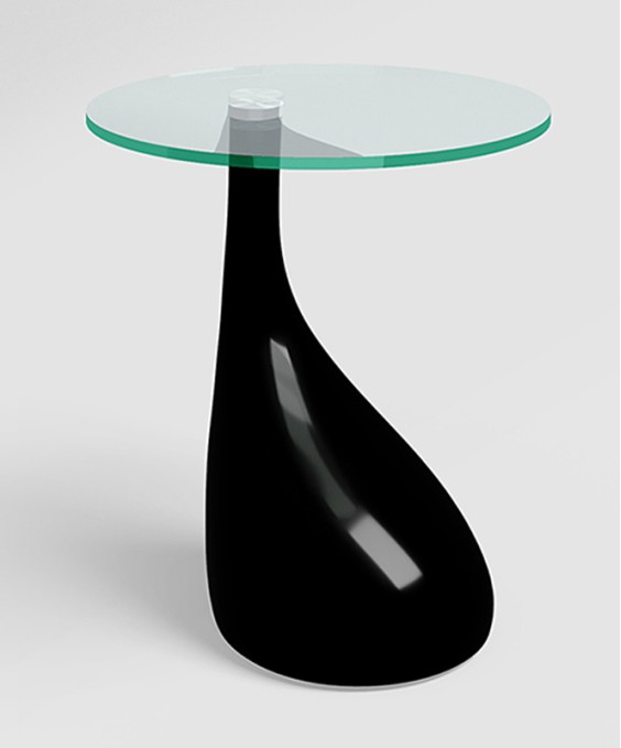 Vegas Corner Table (Tempered Glass, Black)
