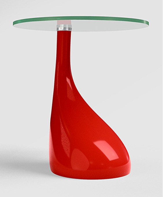 Vegas Corner Table (Tempered Glass, Red)