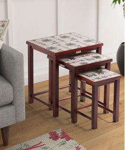 India Circus Chevron Palms Nesting Table (By Krsnaa Mehta)