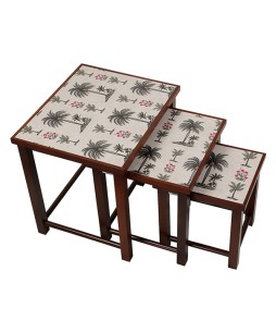 India Circus Chevron Palms Nesting Table (By Krsnaa Mehta)