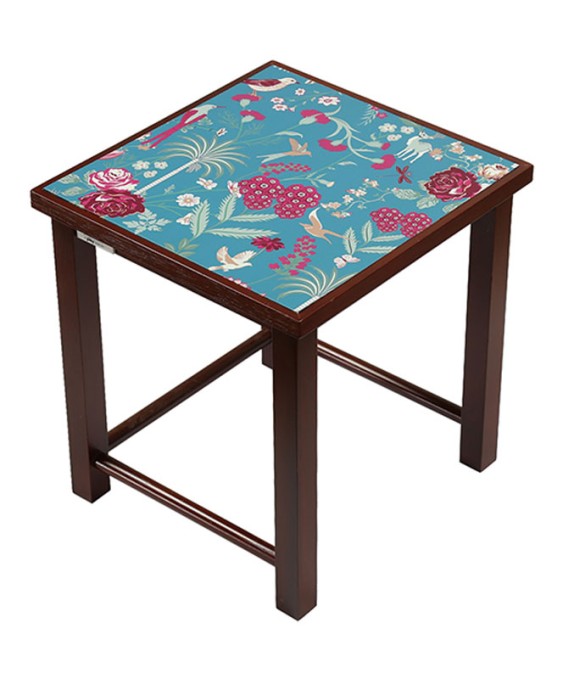 India Circus Teal Floral Galore Nesting Table (By Krsnaa Mehta)