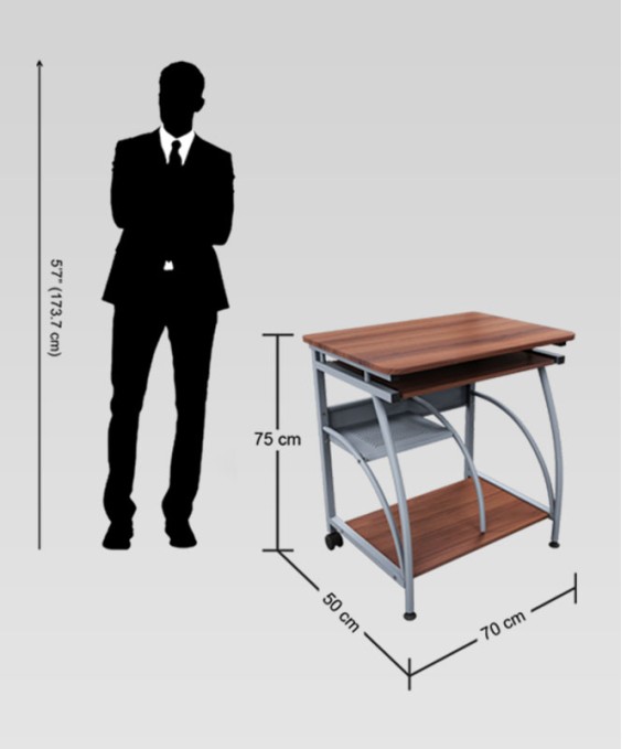 Caliber 203 Computer Table (Yellow Walnut Color)